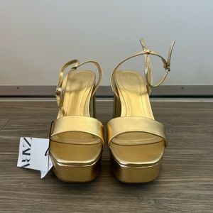 Zara platform leather heeled sandals
